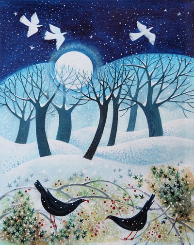Vinterfugler i snøen, 2019 av Lisa Graa Jensen
