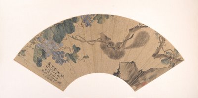 Ekorn og druer, datert 1868. av Liu Deliu