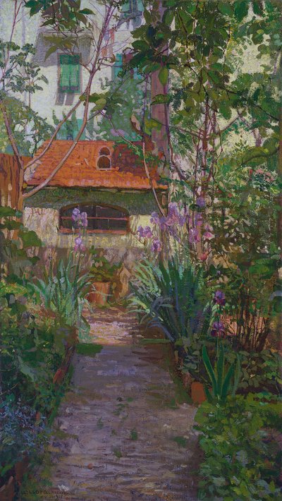 Triptyken eller hagen i blomst (sidepanel) (1907) av Llewelyn Lloyd