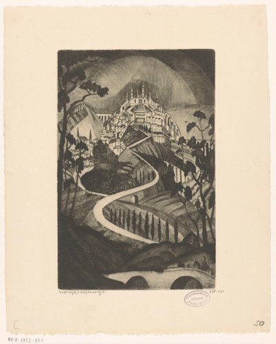 Berg La Montagne (original tittel på objekt) av Lodewijk Schelfhout (signed by artist)