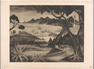 Fjelllandskap med bukt på Korsika La Corse (original tittel) av Lodewijk Schelfhout (signed by artist)