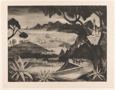 Fjelllandskap med bukt på Korsika La Corse (original tittel) av Lodewijk Schelfhout (signed by artist)