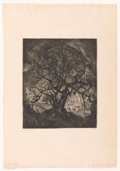 Tre med nakne grener L'Arbre en hiver (original tittel på objekt) av Lodewijk Schelfhout (signed by artist)