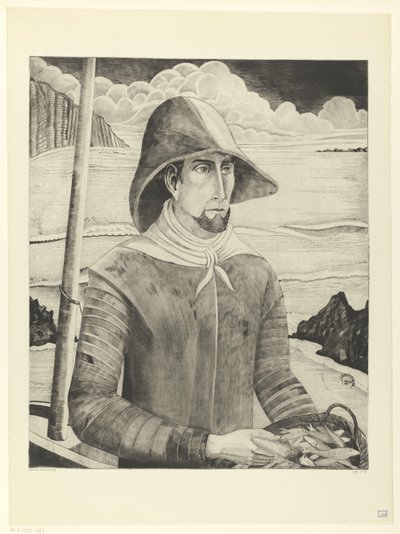 Bretonsk skrue Breton Fisherman II (original tittel) av Lodewijk Schelfhout (signed by artist)
