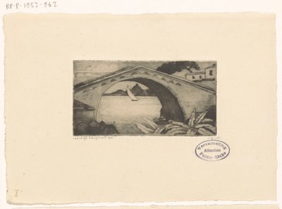 Bruk på Korsika Le Pont Corse (original tittel) av Lodewijk Schelfhout (signed by artist)