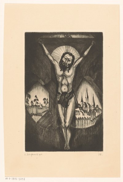 Kristus på korset Le Christ I (original tittel på objekt) av Lodewijk Schelfhout (signed by artist)