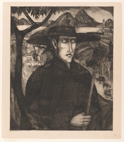 Korsikansk gjeter Le Berger Corse I (original tittel) av Lodewijk Schelfhout (signed by artist)