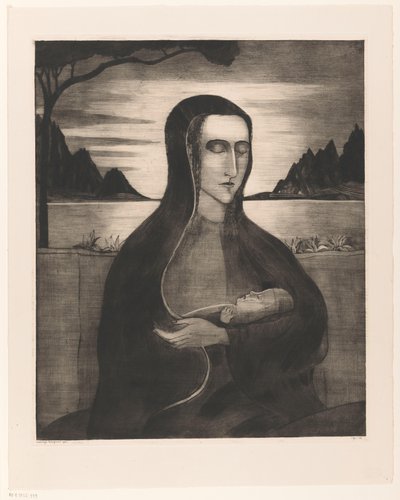 Korsikansk kvinne med barn Femme Corse avec enfant (original tittel) av Lodewijk Schelfhout (signed by artist)
