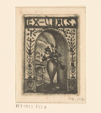 Ex libris av C. van der Meulen av Lodewijk Schelfhout (signed by artist)