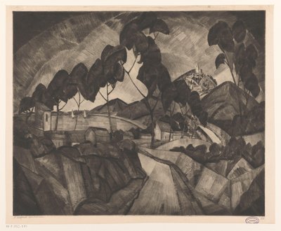 Kupert landskap i Provence La Provence (original tittel på objekt) av Lodewijk Schelfhout (signed by artist)