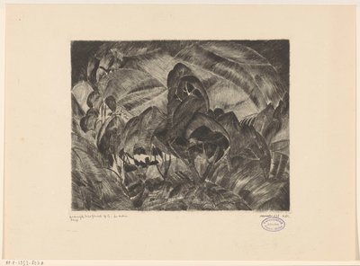 Kupert landskap med trær Les Arbres (original tittel på objekt) av Lodewijk Schelfhout (signed by artist)