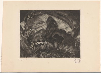 Kupert landskap med trær Les Arbres (original tittel på objekt) av Lodewijk Schelfhout (signed by artist)