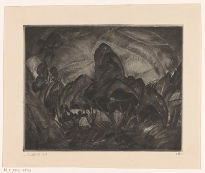 Kupert landskap med trær Les Arbres (original tittel på objekt) av Lodewijk Schelfhout (signed by artist)