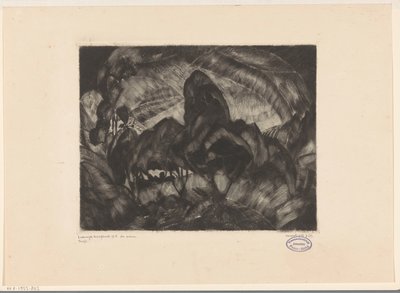 Kupert landskap med trær Les Arbres (original tittel på objekt) av Lodewijk Schelfhout (signed by artist)