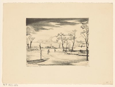Nederlandsk vinterlandskap II Hiver og Hollande II (original tittel) av Lodewijk Schelfhout (signed by artist)