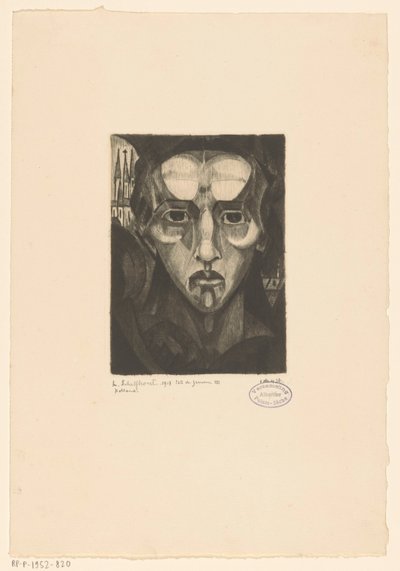 Hodet til en kvinne Tête de femme III (original tittel på objekt) av Lodewijk Schelfhout (signed by artist)