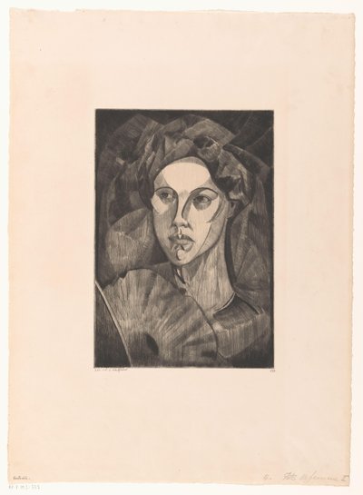 Hodet til en kvinne Tête de femme I (original tittel) av Lodewijk Schelfhout (signed by artist)