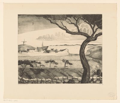 Kystlandskap med landevei St. Pierre (original tittel) av Lodewijk Schelfhout (signed by artist)