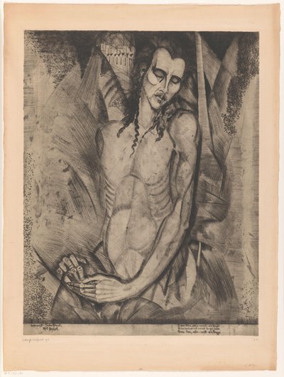 Naken mann med lukkede øyne Le Martyr (original tittel) av Lodewijk Schelfhout (signed by artist)