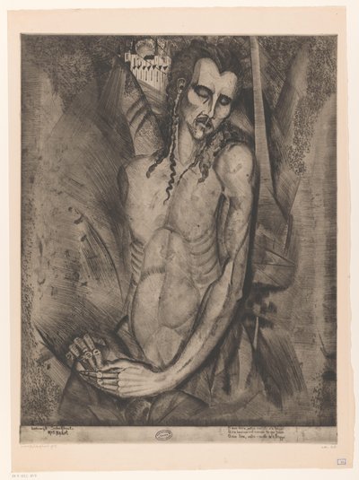 Naken mann med lukkede øyne Le Martyr (original tittel) av Lodewijk Schelfhout (signed by artist)