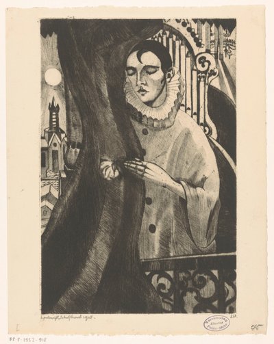 Pierrot II (original tittel) av Lodewijk Schelfhout (signed by artist)