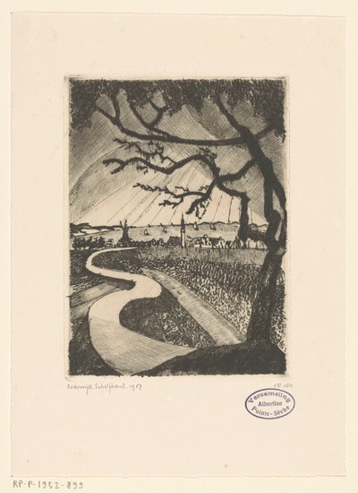 Veere (original tittel) av Lodewijk Schelfhout (signed by artist)