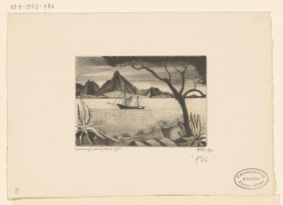 Seilskute i en bukt Le Bateau (original tittel) av Lodewijk Schelfhout (signed by artist)