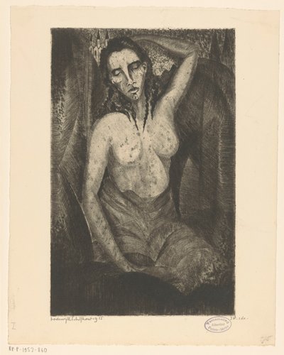 sittende kvinne Femme assise (original tittel) av Lodewijk Schelfhout (signed by artist)