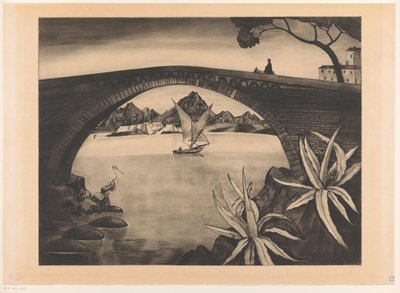 Buebro på Korsika Le Grand Pont Corse (original tittel) av Lodewijk Schelfhout