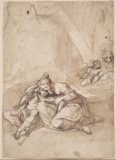 Armida fengslende Rinaldo i den fortryllede hagen? (Scene fra Torquato Tassos Gerusalemme Liberata) av Lodovico Carracci