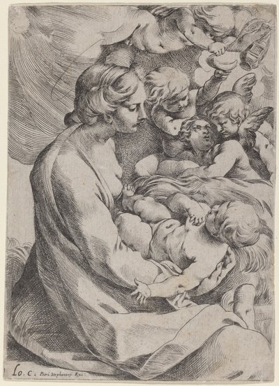 Madonna og barn med engler av Lodovico Carracci