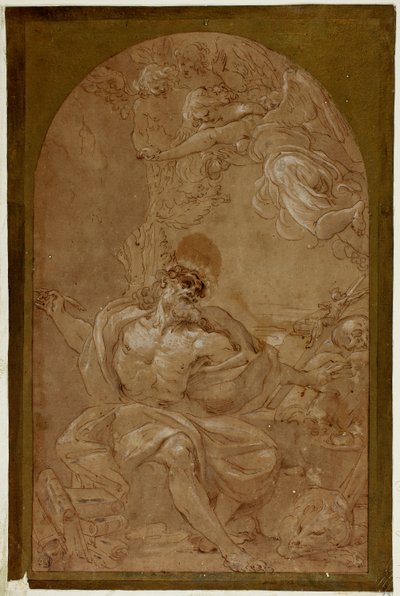 Studie for Saint Jerome av Lodovico Carracci