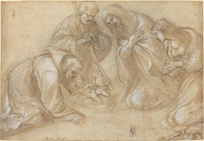 Fødselen med de hellige Frans og Agnes av Lodovico Carracci
