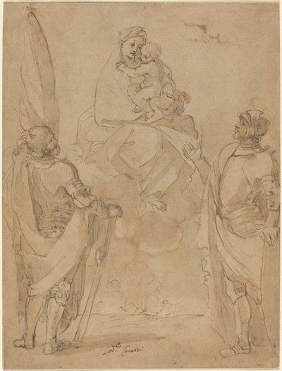 Jomfruen og barnet viser seg for de hellige George og William av Lodovico Carracci