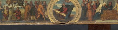 Moses og lovens tavler, det visne fikentreets forbannelse og enkens midd av Lodovico Mazzolino
