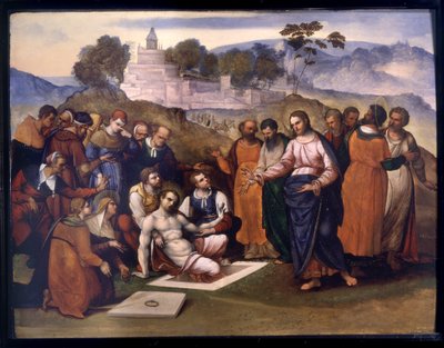 Oppdragelse av Lasarus av Lodovico Mazzolino