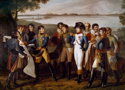 Napoleon I beordret å legge en bro over Donau ved Ebersdorf 19. mai 1809. General Henri Gatien Bertrand (1773-1844) presenterer planene for broen for å passere gjennom øya Lobau “” Detalj. Maleri av Ludovico Venuti (aktivt mellom 1799-1810) av Lodovico Venuti