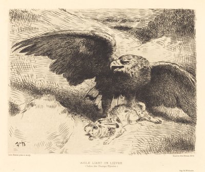 En ørn som slår på en hare av Léon Bonnat