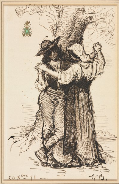 Par som frier til ved et tre av Léon Bonnat