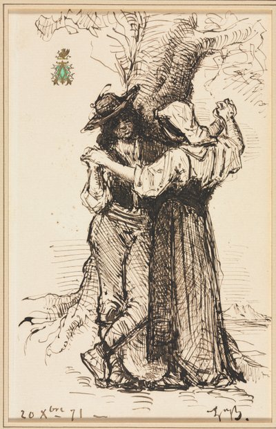 Par som frier til ved et tre, 1871. av Léon Bonnat
