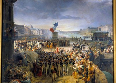 Nasjonalgarden i Paris, samlet på Pont Neuf, dro til hæren i september 1792. Maleri av Leon Cogniet (1794-1880) av Léon Cogniet