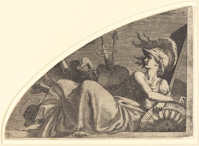 Bellona sitter på trofeene sine av Léon Davent after Francesco Primaticcio