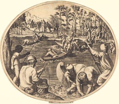 Fiskescene av Léon Davent after Francesco Primaticcio