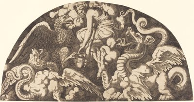 Jupiter bringer Styx-vannet til psyken av Léon Davent after Giulio Romano