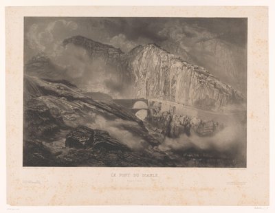 Utsikt over Djevelens bro i Gotthardpasset Le Pont du Diable, passage du St. Gothard (tittel på objekt) av Léon Jean Baptiste Sabatier