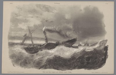 Padle dampbåt i stormen Skildringer av livet på landet (serietittel) La kampanjen. Etudes varieés aux deux Crayons (serietittel på objekt) av Léon Jean Baptiste Sabatier