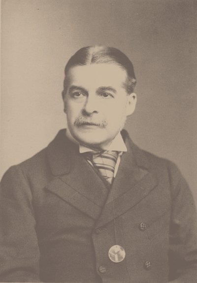 Portrett av komponisten Sir Arthur Sullivan 1842-1900, 1880-tallet. av London . Photo studio Elliott and