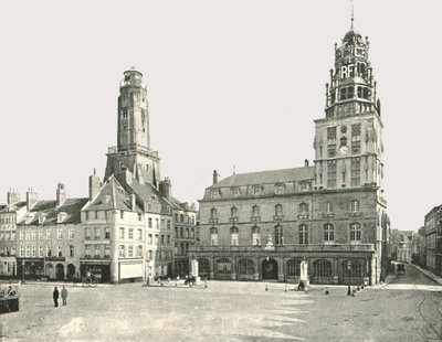 Vakttårnet og Hotel De Ville, Calais, Frankrike, 1895. av London Stereoscopic and Photographic Co