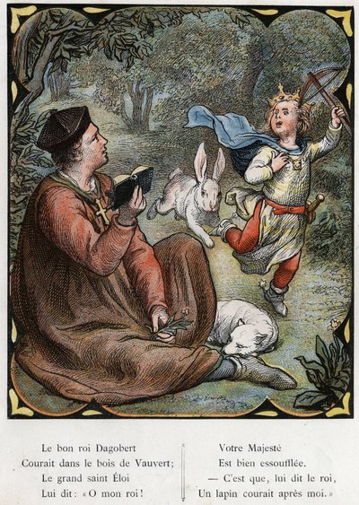 Illustration by Lorenz Frolich (1820-1908) for the popular song “The Good King Dagobert””. Edition J. Hetzel.Around 1880. av Lorens Frolich