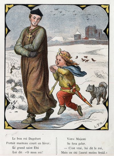 Illustrasjon av Lorenz Frolich (1820-1908) for den populære sangen "The Good King Dagobert"". Utgave J. Hetzel. Rundt 1880. av Lorens Frolich